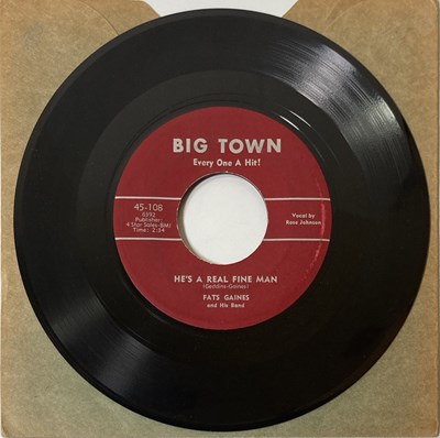 Lot 50 - FATS GAINES AND HIS BAND - HOME WORK BLUES/HE'S A REAL FINE MAN 7" (BIG TOWN RECORDS 45-108)