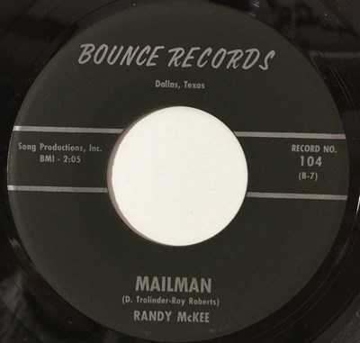 Lot 96 - RANDY MCKEE - MAILMAN/ NO DOUBT ABOUT IT 7" (ROCK N ROLL - BOUNCE 104)