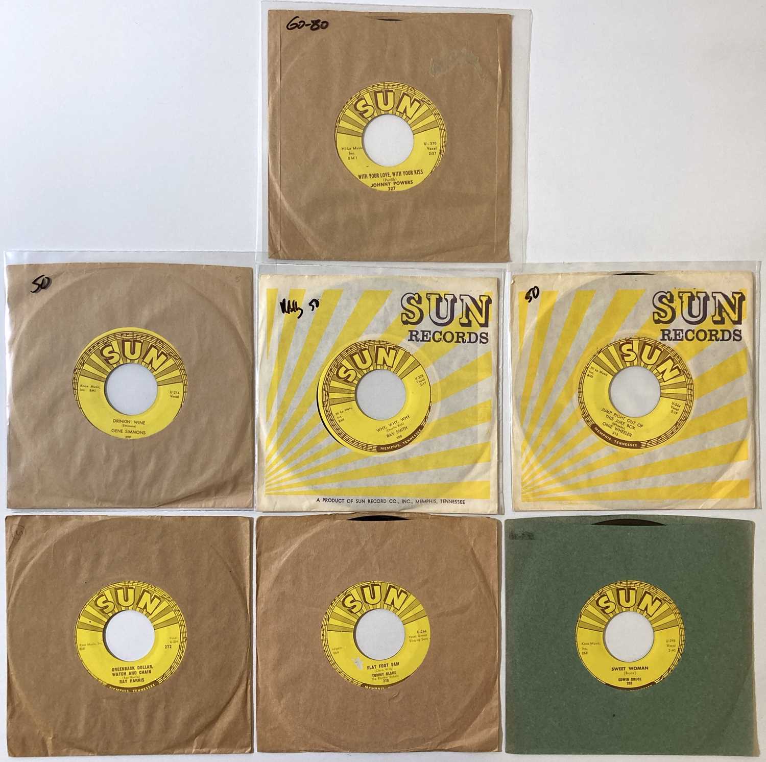 Lot 236 - SUN RECORDS COLLECTION - PACK OF SEVEN RARE SINGLES.