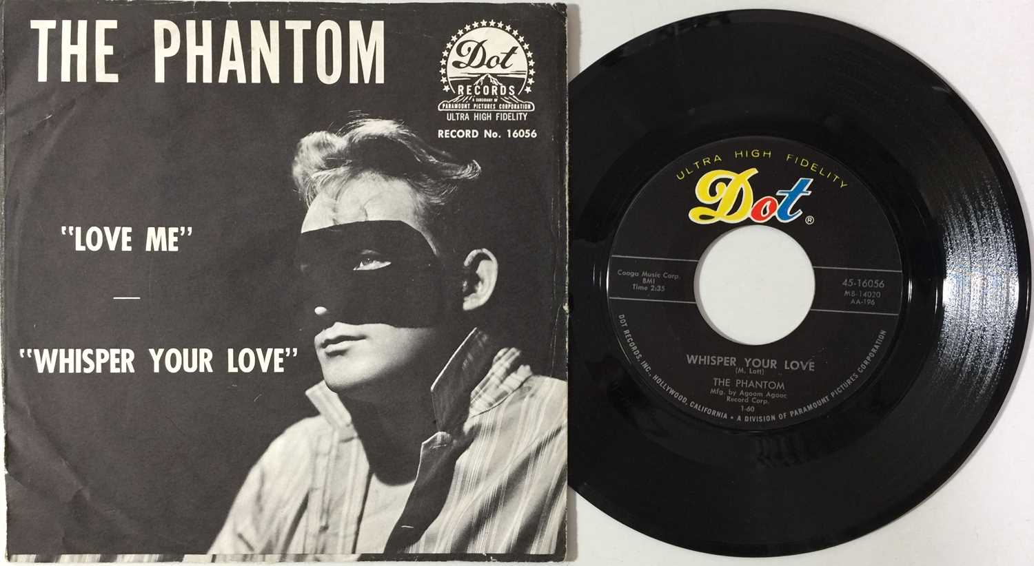 Lot 129 - THE PHANTOM - WHISPER YOUR LOVE/ LOVE ME 7" (RARE P/S - 45-16056)