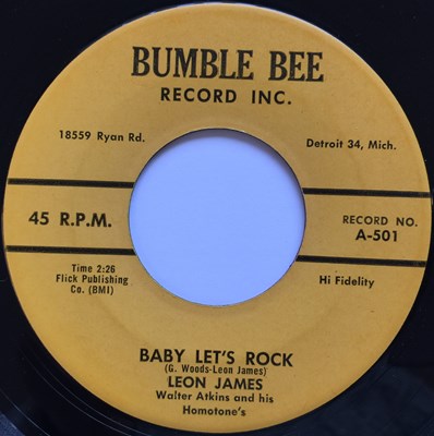 Lot 186 - LEON JAMES - BABY LET'S ROCK C/W RIDE THAT TRAIN 7" (ORIGINAL US COPY - BUMBLE BEE 501)