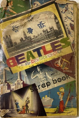 Lot 220 - BEATLES SCRAPBOOK SIGNED BY PAUL, RINGO (TWICE) AND GEORGE.