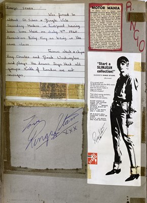 Lot 220 - BEATLES SCRAPBOOK SIGNED BY PAUL, RINGO (TWICE) AND GEORGE.