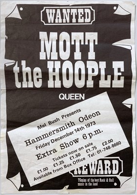 Lot 8 - QUEEN & MOTT THE HOOPLE ORIGINAL 1973 HAMMERSMITH ODEON HANDBILL