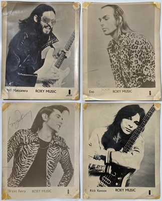 Lot 3 - ROXY MUSIC EARLY ISLAND PROMO PHOTOGRAPHS SIGNED BY BRYAN FERRY & ENO.