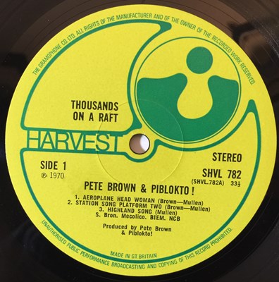 Lot 114 - PETE BROWN & PIBLOKTO - THOUSANDS ON A RAFT LP (SHVL 782)