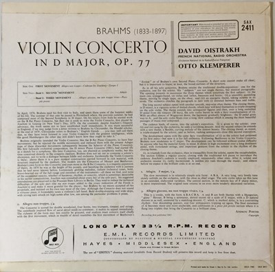 Lot 1325 - DAVID OISTRAKH - SAX 2411 - BRAHMS VIOLIN CONCERTO IN D MAJOR LP (ORIGINAL UK STEREO EDITION)