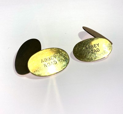 Lot 235 - 9CT GOLD ABBEY ROAD CUFFLINKS GIFTED TO KEVIN HARRINGTON ON COMPLETION OF THE ALBUM.