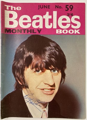 Lot 219 - BEATLES MONTHLY BOOK SIGNED BY RINGO STARR AND GEORGE HARRISON.