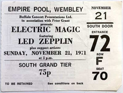 Lot 255 - LED ZEPPELIN - ELECTRIC MAGIC ORIGINAL POSTER AND TICKET.