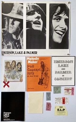 Lot 175 - EMERSON, LAKE AND PALMER - SIGNED PROGRAMME AND TICKETS WITH POSTER.