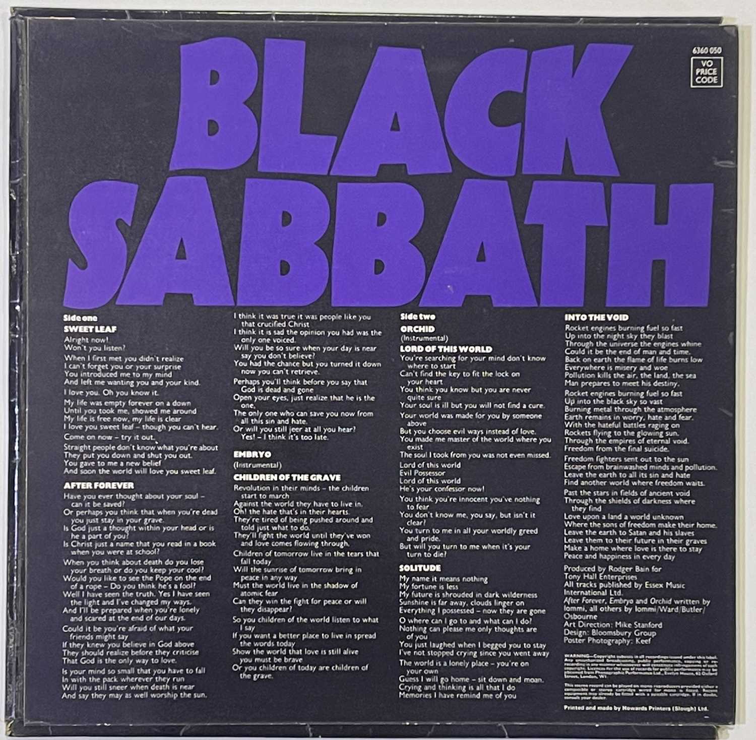 Lot 24 - BLACK SABBATH - MASTER OF REALITY LP