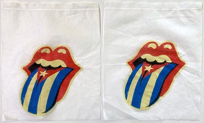 Lot 283 - THE ROLLING STONES - 2016 OLE SOUTH AMERICAN TOUR - AIRPLANE HEAD REST COVERS.