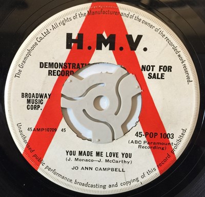Lot 1008 - JO ANN CAMPBELL - YOU MADE ME LOVE YOU 7" (UK DEMO - 45-POP 1003)