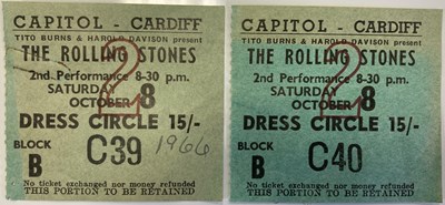 Lot 66 - THE ROLLING STONES CAPITOL CARDIFF 1966 TICKET STUBS