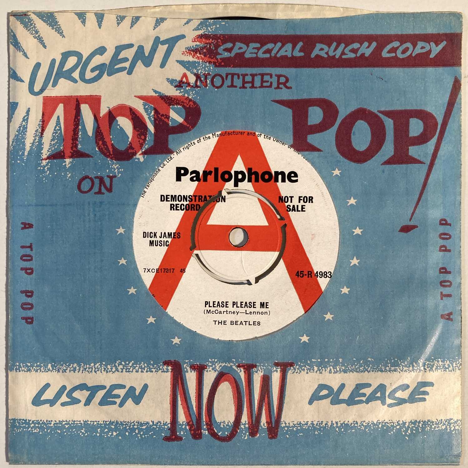 Lot 110 - THE BEATLES - PLEASE PLEASE ME 7" - ORIGINAL UK DEMO (PARLOPHONE 45-R 4983)