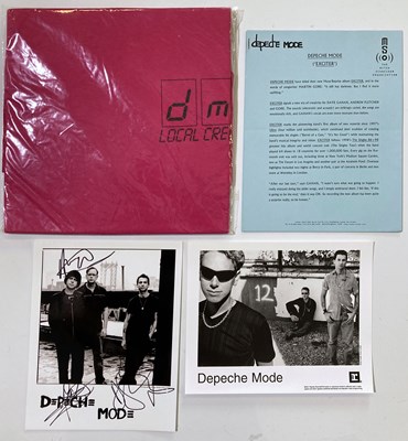 Lot 80 - DEPECHE MODE - SIGNED PROMOTIONAL PHOTO AND 1990S CREW T-SHIRT.