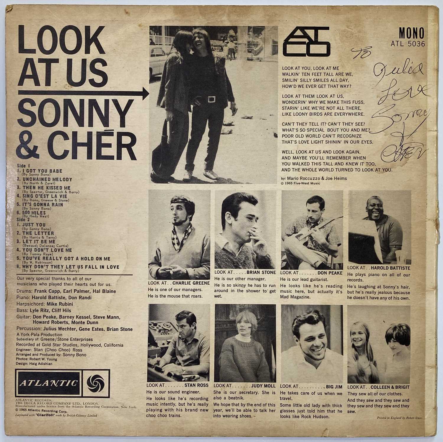 Lot 346 - SONNY AND CHER SIGNED LP.