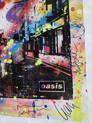 Lot 278 - OASIS - CANVAS PRINT SIGNED BY THE BAND.