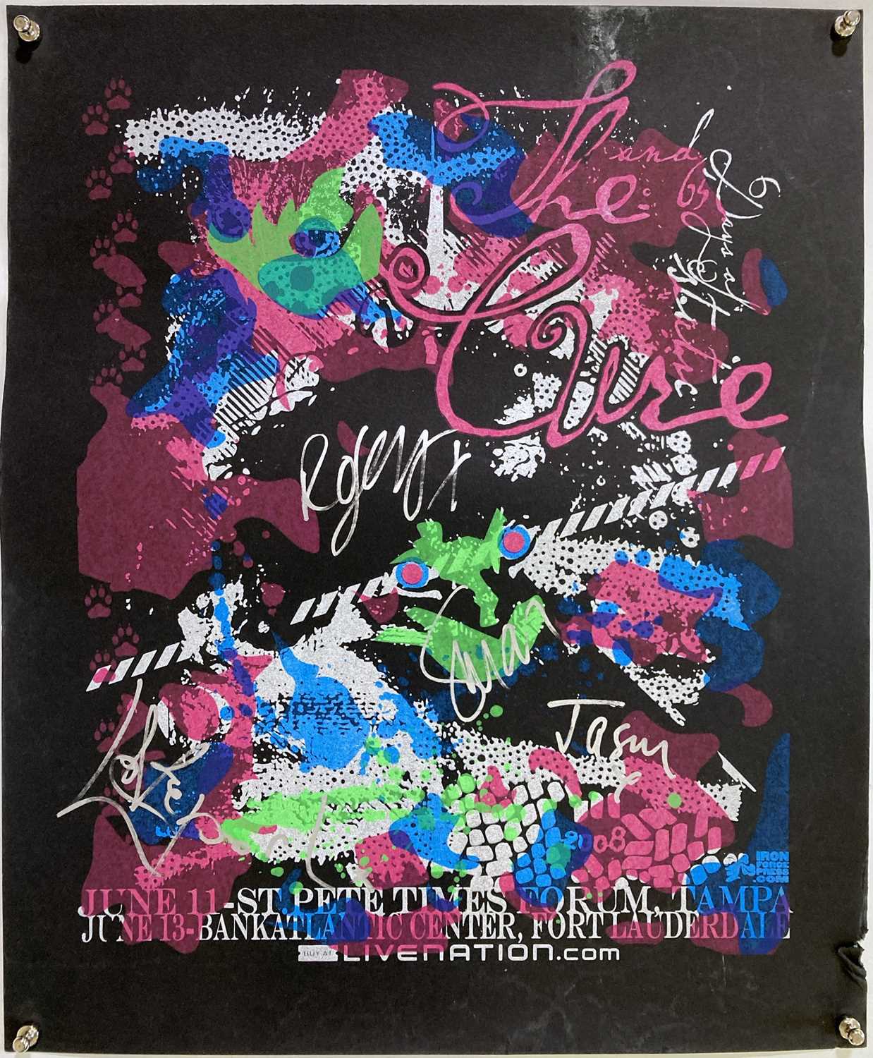 Lot 307 THE CURE SIGNED TAMPA CONCERT POSTER.