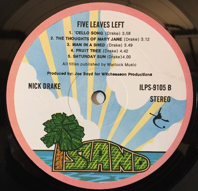 Lot 116 - NICK DRAKE - FIVE LEAVES LEFT LP (2ND UK PRESSING/1ST SLEEVE - ISLAND ILPS 9105)