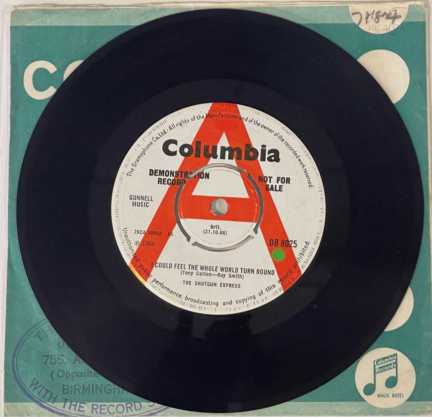 Lot 60 - THE SHOTGUN EXPRESS - I COULD FEEL THE WHOLE WORLD TURN ROUND 7" (ORIGINAL UK DEMO - COLUMBIA DB 8025)