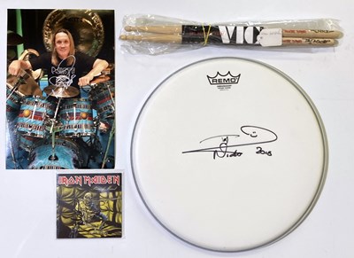 Lot 370 - IRON MAIDEN - NICKO MCBRAIN SIGNED ITEMS.