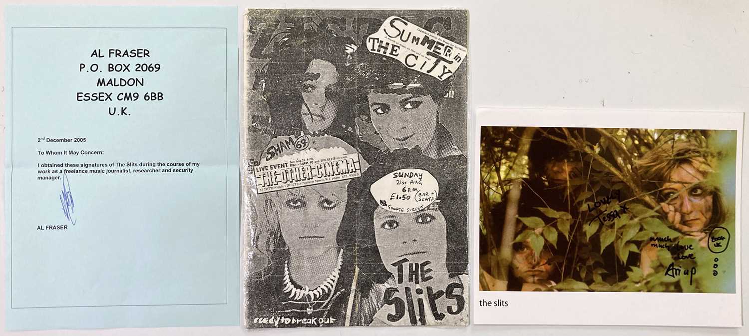 Lot 429 - THE SLITS - CONCERT FLYER AND SIGNED PHOTO.