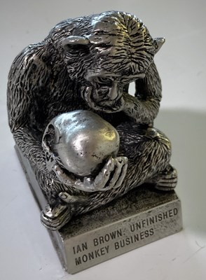 Lot 262 - IAN BROWN UNFINISHED MONKEY BUSINESS PEWTER MONKEY.