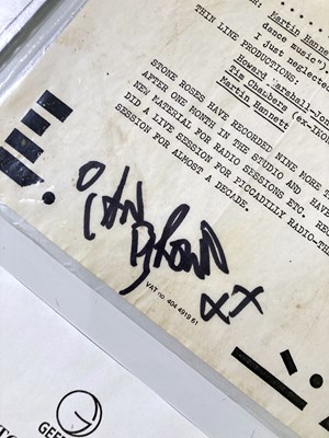 Lot 266 - THE STONE ROSES - SIGNED ITEMS.