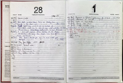 Lot 274 - STONE ROSES - MANAGEMENT DIARY / ADDRESS BOOK C 1990.