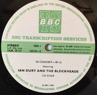 Lot 1321 - IAN DURY AND THE BLOCKHEADS - IN CONCERT 181 LP (ORIGINAL BBC TRANSCRIPTION SERVICES RELEASE - CN 3154/S)