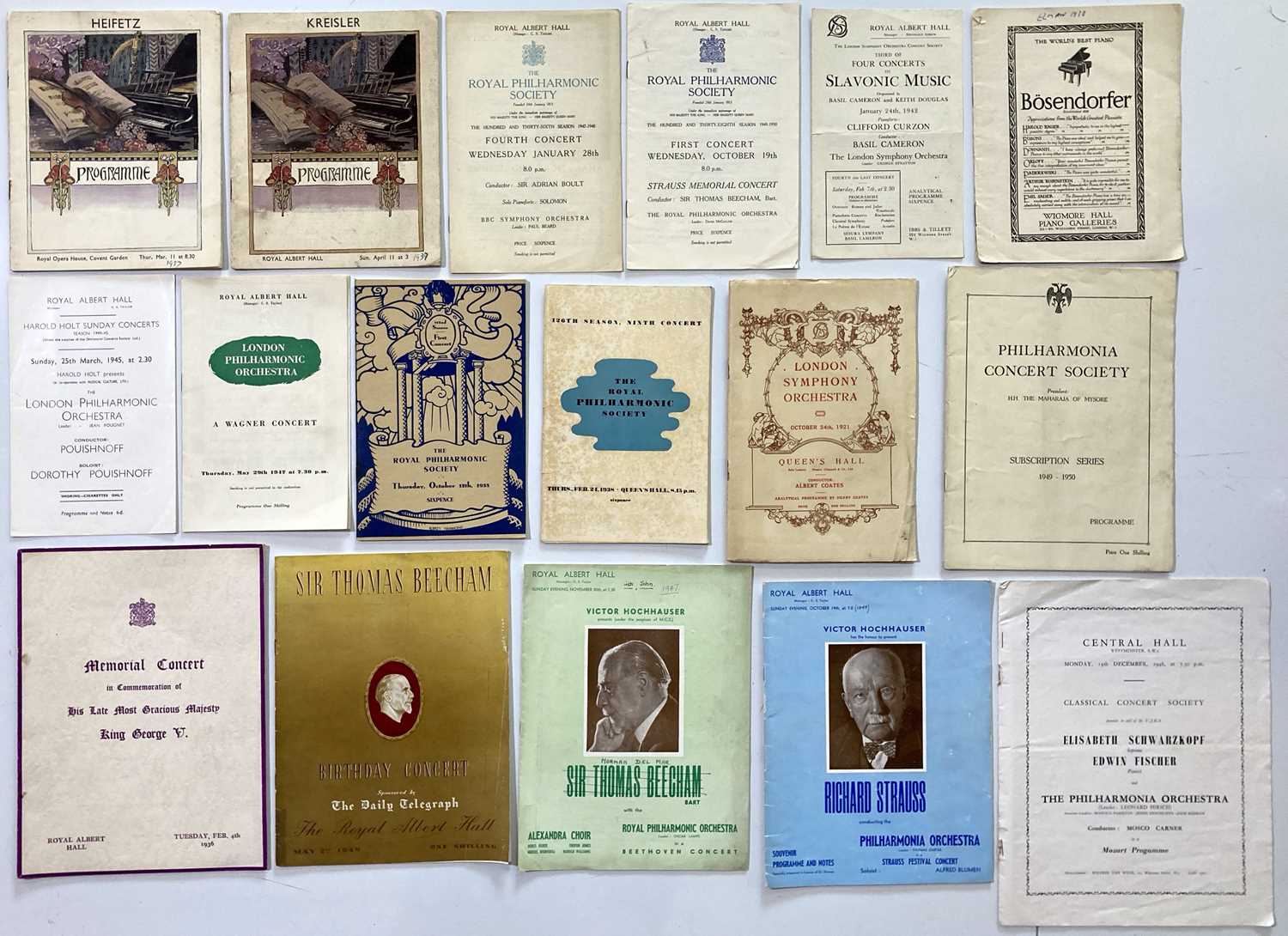 Lot 256 - CONCERT PROGRAMMES - THE ROYAL ALBERT HALL INC HEIFETZ.