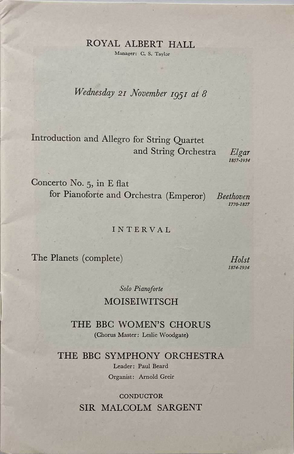Lot 259 - THE BBC SYMPHONY ORCHESTRA - PROGRAMME