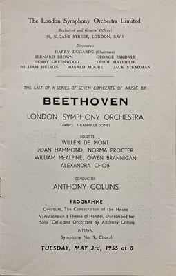 Lot 260 - THE LONDON SYMPHONY ORCHESTRA - CONCERT PROGRAMME ARCHIVE.