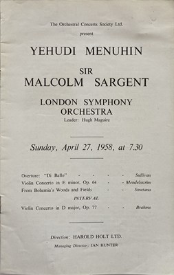 Lot 260 - THE LONDON SYMPHONY ORCHESTRA - CONCERT PROGRAMME ARCHIVE.