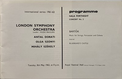 Lot 260 - THE LONDON SYMPHONY ORCHESTRA - CONCERT PROGRAMME ARCHIVE.