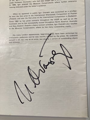 Lot 262 - SIGNED CONCERT PROGRAMMES - OISTRAKH / MENUHIN ETC.