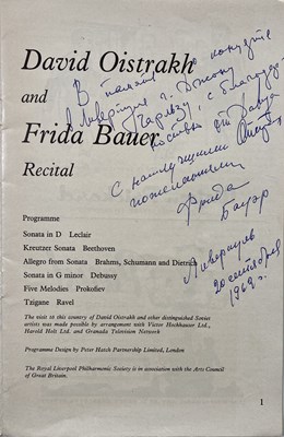 Lot 262 - SIGNED CONCERT PROGRAMMES - OISTRAKH / MENUHIN ETC.