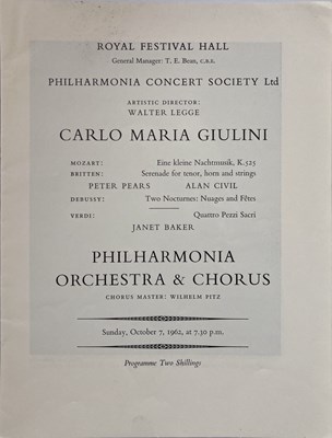 Lot 269 - LONDON PHILHARMONIC ORCHESTRA - CONCERT PROGRAMME ARCHIVE.