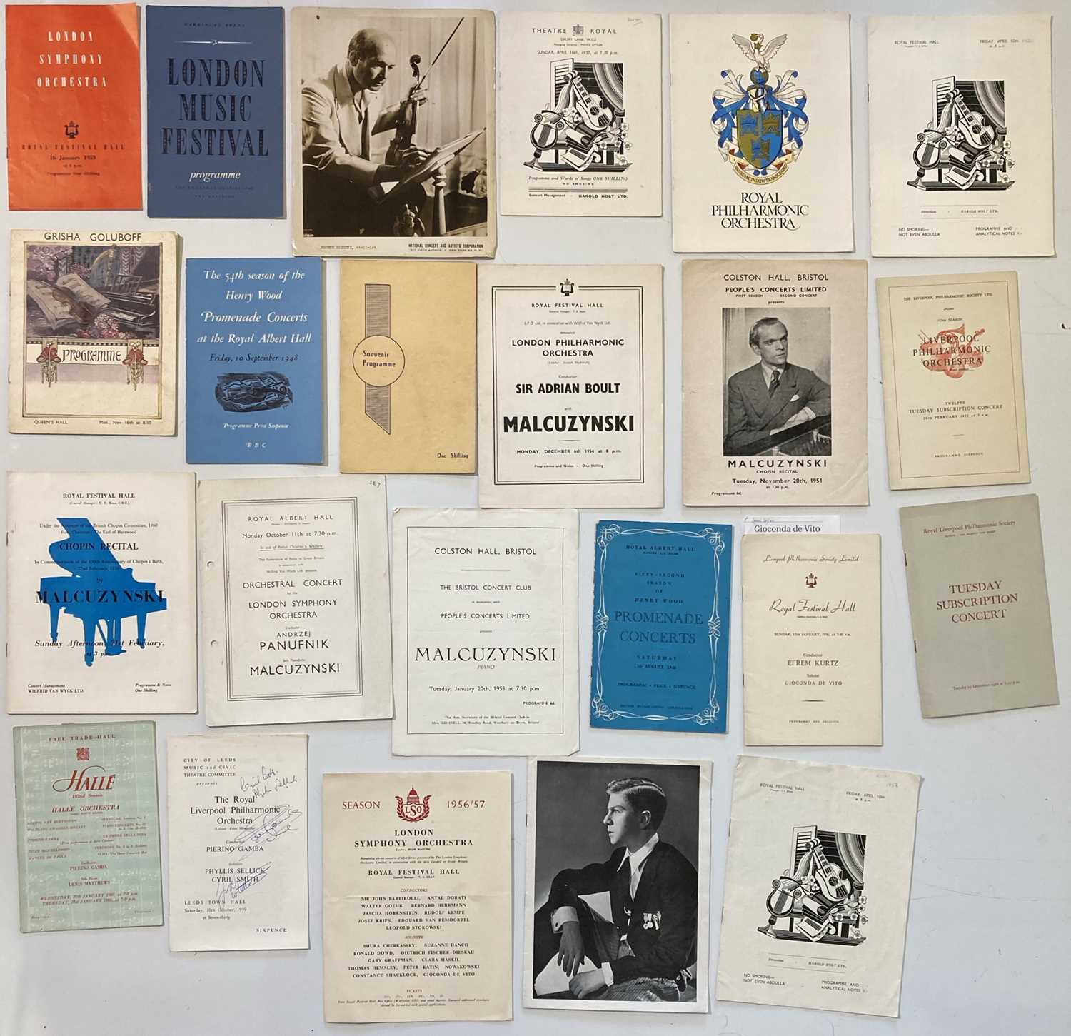 Lot 270 - CONCERT PROGRAMMES INC SOME SIGNED EXAMPLES