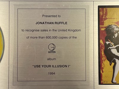 Lot 41 - GUNS AND ROSES USE YOUR ILLUSION DOUBLE PLATINUM SALES AWARD