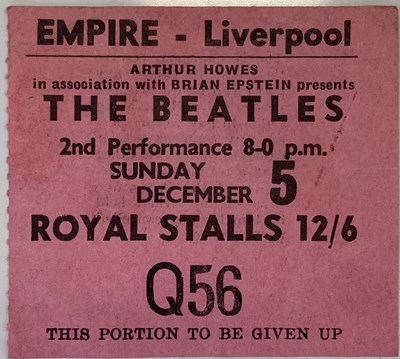 Lot 104 - THE BEATLES PROGRAMMES INC 1965 TICKET AND PROGRAMME FOR LAST LIVERPOOL SHOW