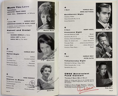 Lot 302 - BIRMINGHAM SYMPHONY ORCHESTRA PROSPECTUS 1969/70 SIGNED BY COSMA / DORATI / MILSTEIN AND MORE.