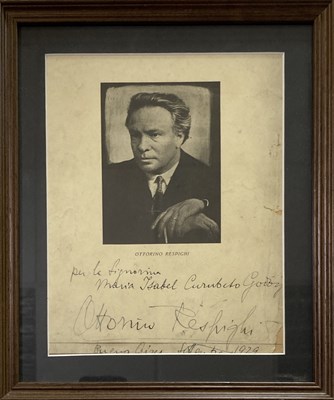 Lot 327 - OTTORINO RESPIGHI  - SIGNED AND INSCRIBED PAGE.