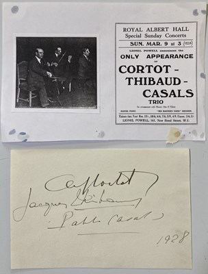 Lot 331 - CORTOT / THIBAUT / CASALS - SIGNED PAGE.