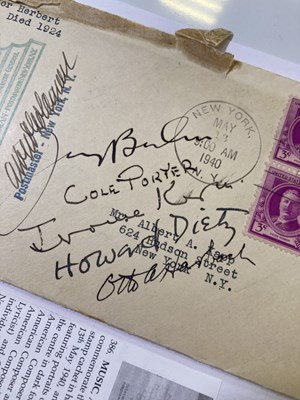 Lot 332 - FIRST DAY COVER WITH SIGNATURES OF IRVING BERLIN / COLE PORTER AND OTHERS.