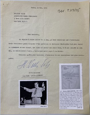 Lot 333 - HECTOR VILLA LOBOS - A SIGNED PAGE.