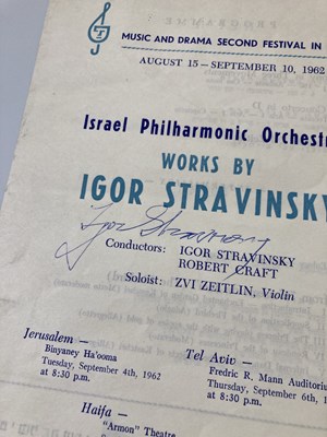 Lot 337 - IGOR STRAVINSKY - A SIGNED CONCERT PROGRAMME.