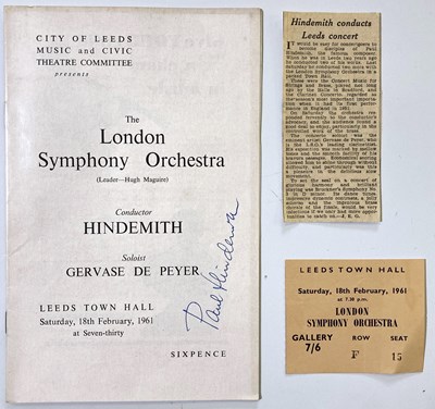 Lot 340 - PAUL HINDEMITH - AN AUTOGRAPHED CONCERT PROGRAMME.